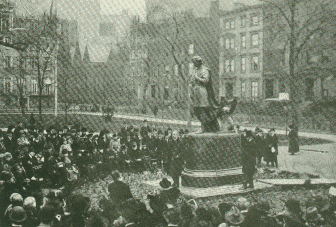 Brander Matthews making an address at the unveiling of the Edwin Booth Memorial in Gramercy Park, New York.